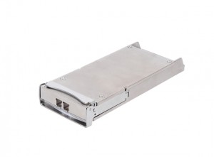 Silver metal hard drive caddy or enclosure isolated on a white background.