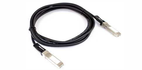 Black data cable with metal connectors on both ends, coiled in a circular shape.